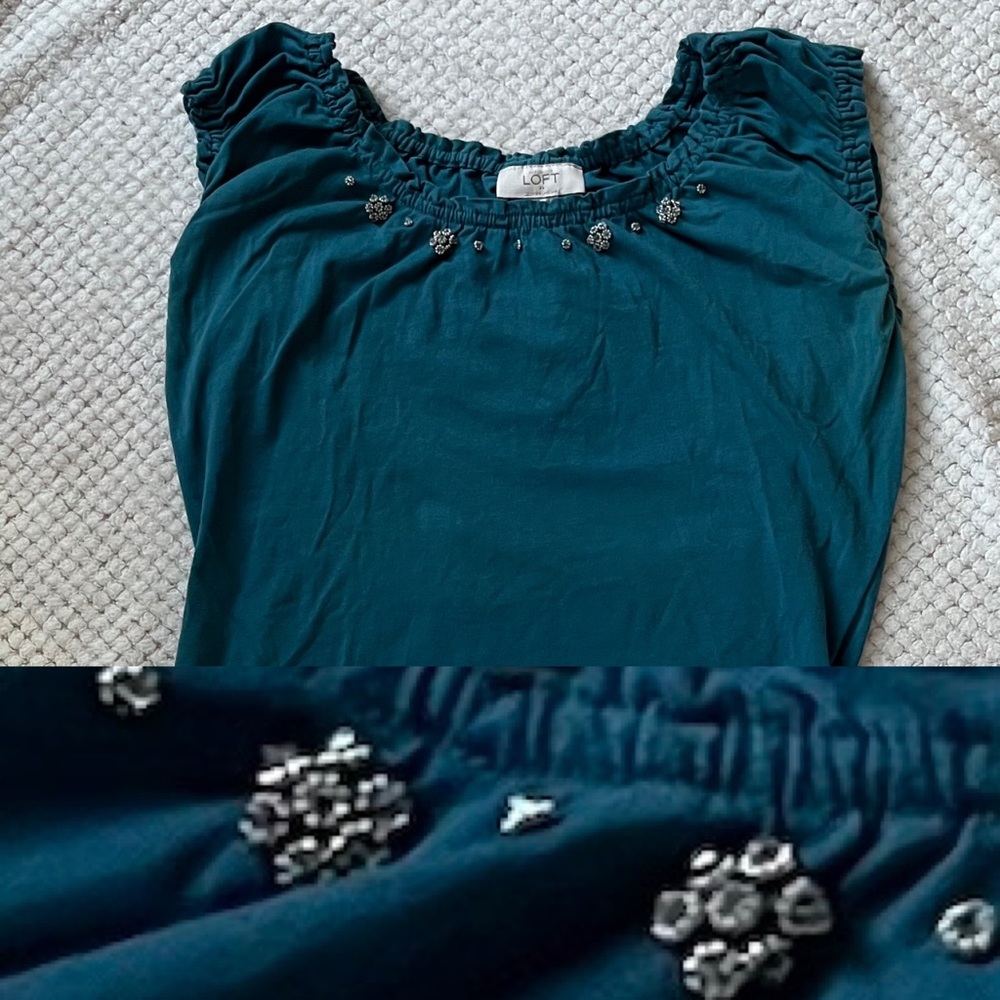 Beaded Teal Tank - Ann Taylor Loft - Size M